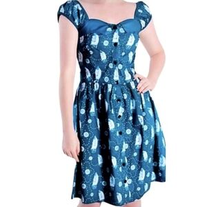 Sourpuss Retro Sailboat Pin Up Style Sweetheart Dress Sz L